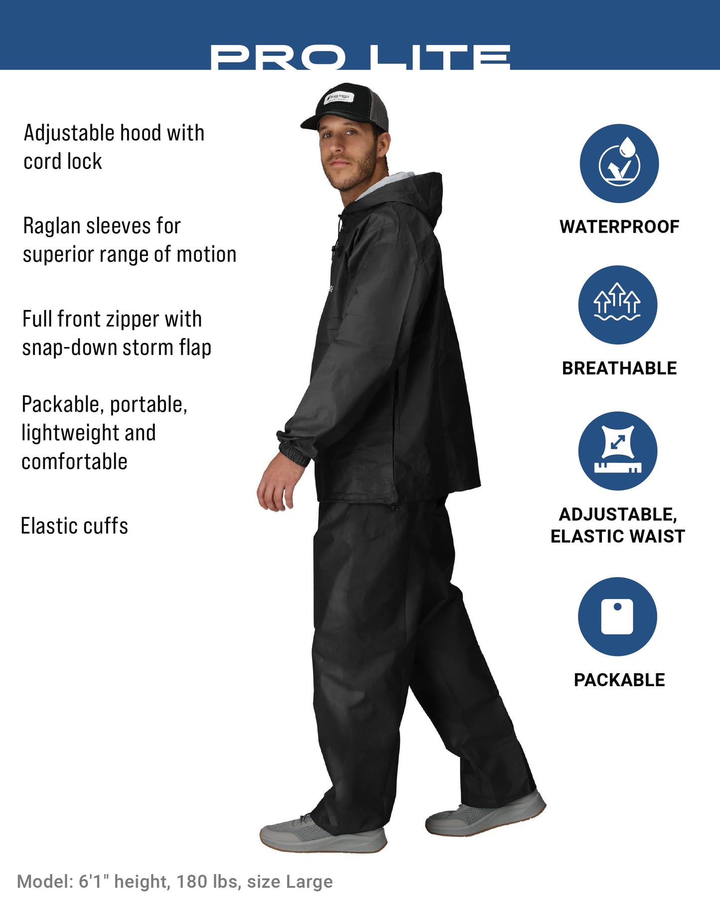 FROGG TOGGS Men's Pro Lite Rain Suit, Waterproof, Breathable, Dependable Wet Weather Protection