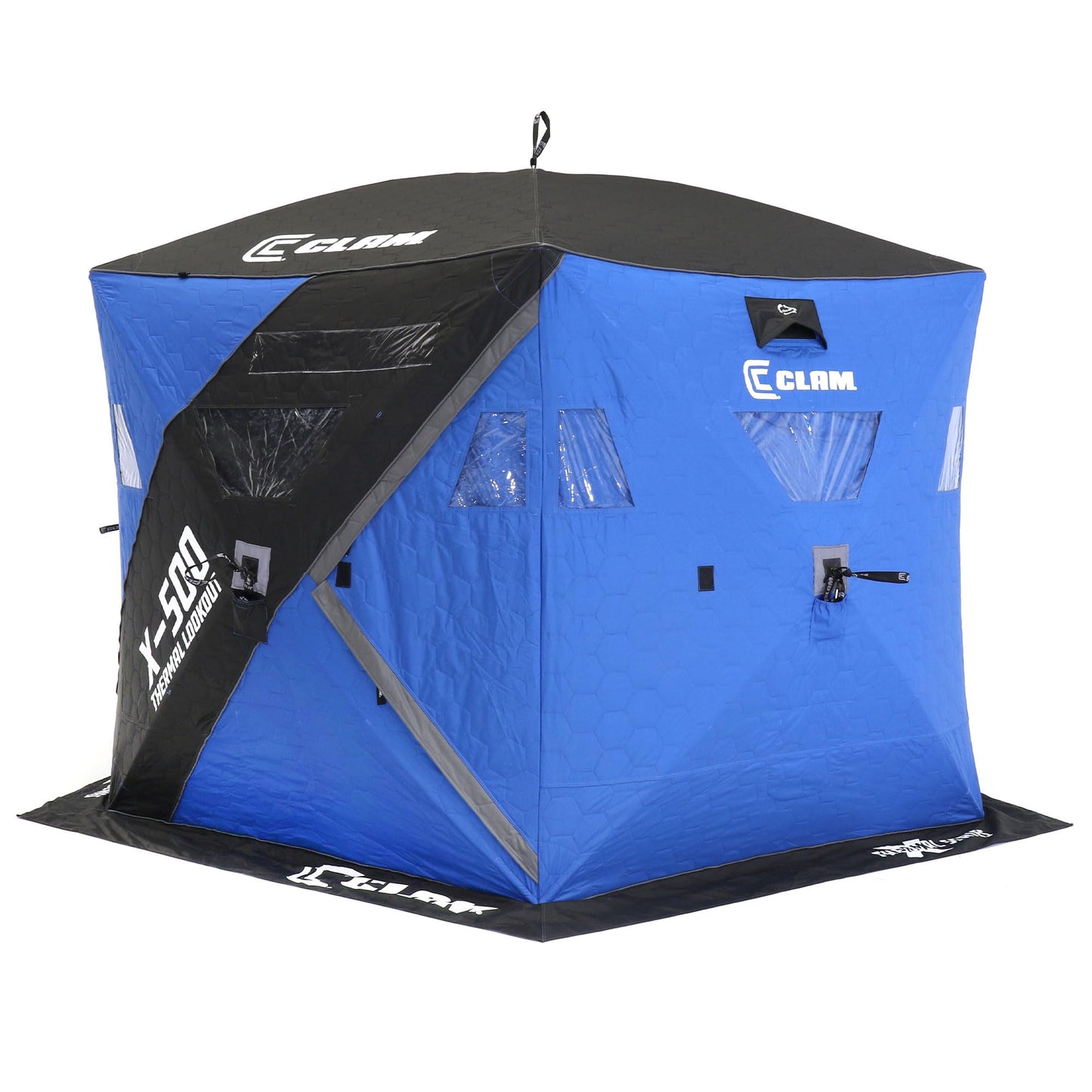 CLAM Portable Fishing Angler Thermal Hub Shelter Tent with Anchor Straps, Carrying Bag