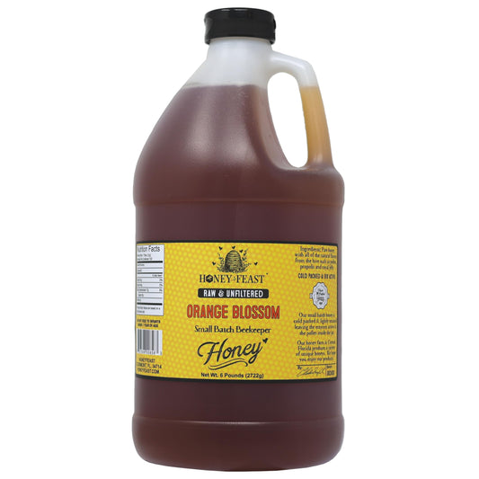 HONEY FEAST Wildflower Honey - 6 Pounds (1/2 Gallon) Bulk Honey, All Natural, Unfiltered, Unheated Honey, Perfect for Sweetening & Baking