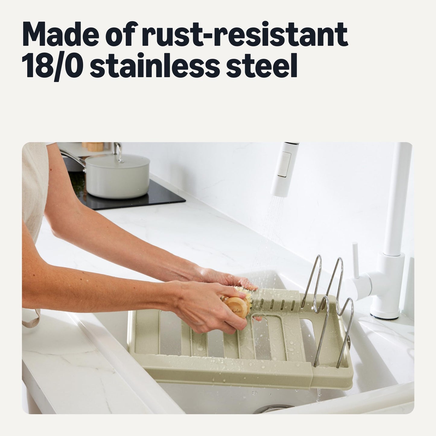 Amazon Basics Cookware and Bakeware Organizer, Includes 10 Dividers, Stainless Steel, Expandable from 12.2 in. - 20.7 in