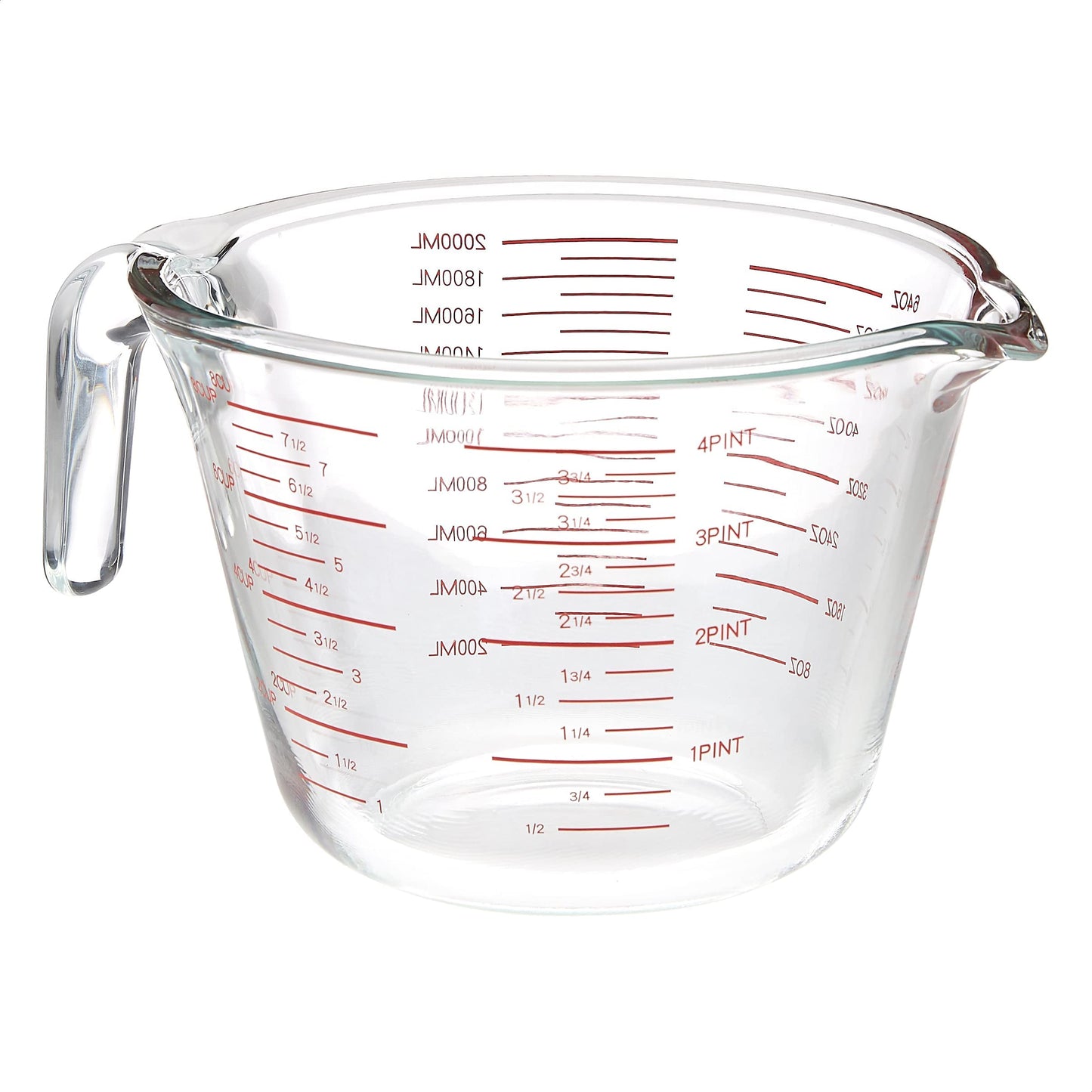 Amazon Basics Glass Measuring Cup, Precise 8 Cup Capacity, Clear Kitchen Measuring Tool, 2 L