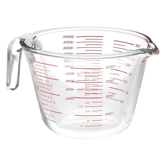 Amazon Basics Glass Measuring Cup, Precise 8 Cup Capacity, Clear Kitchen Measuring Tool, 2 L