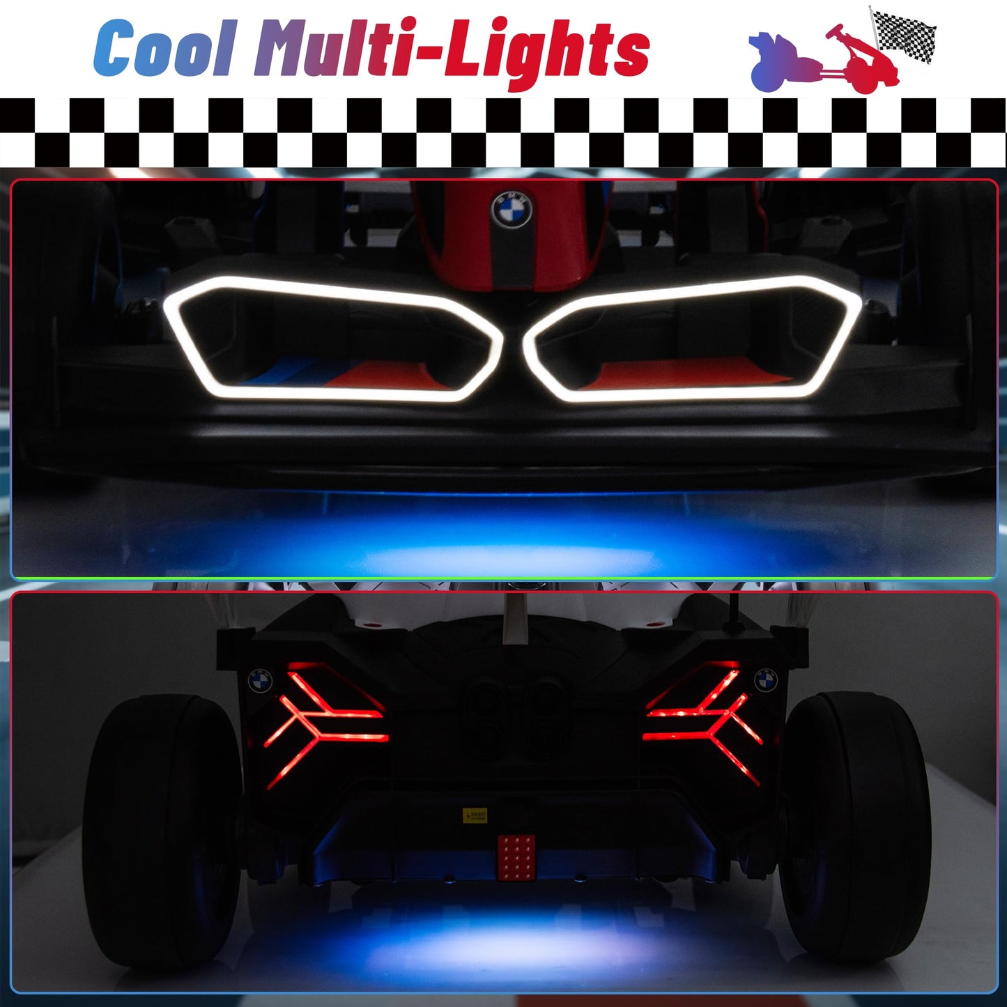 Wanan 36V Electric Go Kart with Adjustable Seat, Licensed BMW Drift Kart with Dual 2 x 300W Motors, Crazy Go Cart for Kids Ages 6-12, Cool LED Lights, Drift Mode and 2 Speeds (Red)