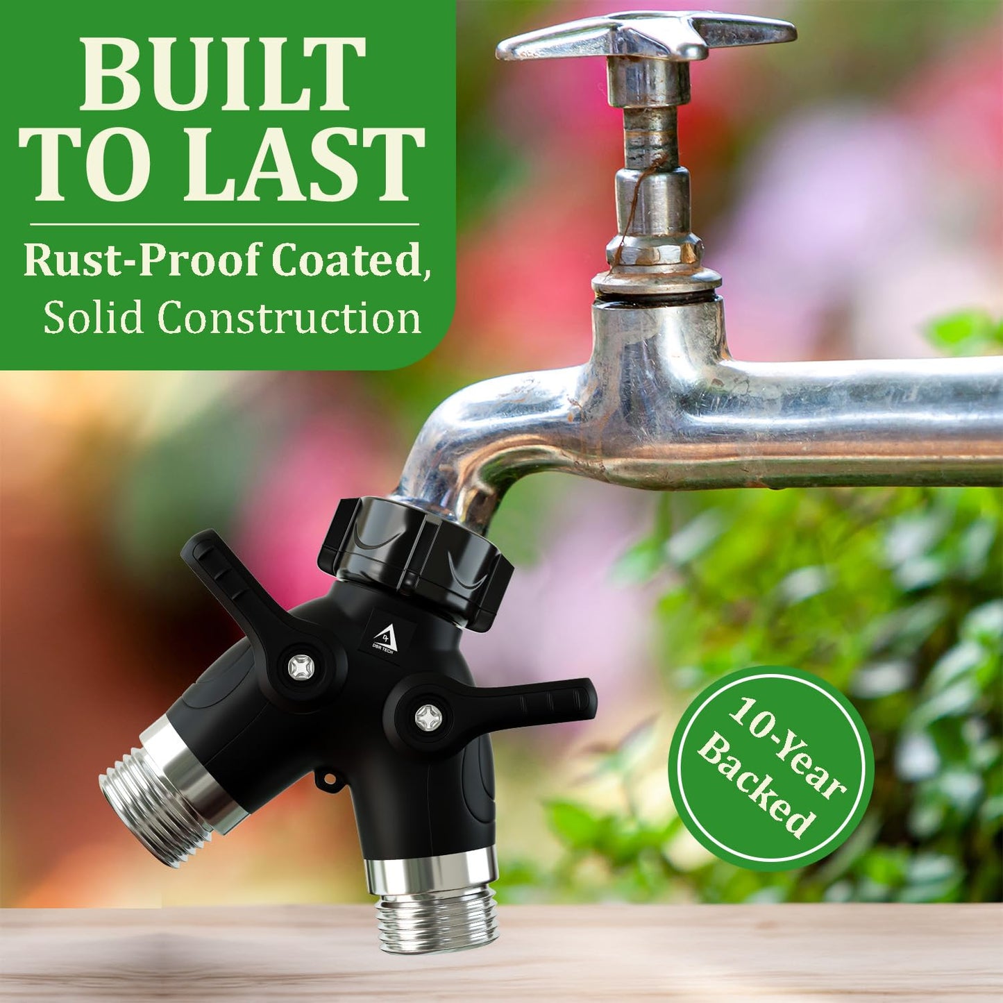 Hose Splitter 2 Way, Heavy Duty Metal Connector, Two Way Garden Hose Splitter, High Flow Spigot Faucet Bib Adapter, Solid Double Y Shut Off Valve for Outdoor Gardening Hoses, Orange