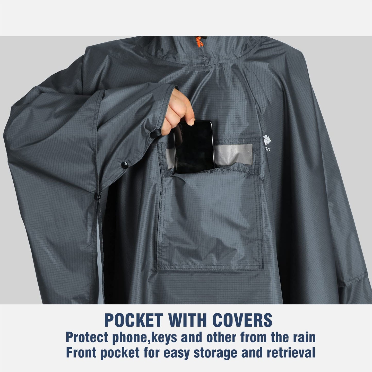 ANYOO Hooded Rain Poncho for Adults Waterproof Lightweight Rain Coat for Men Women Reusable Rain Jacket for Emergency Outdoor