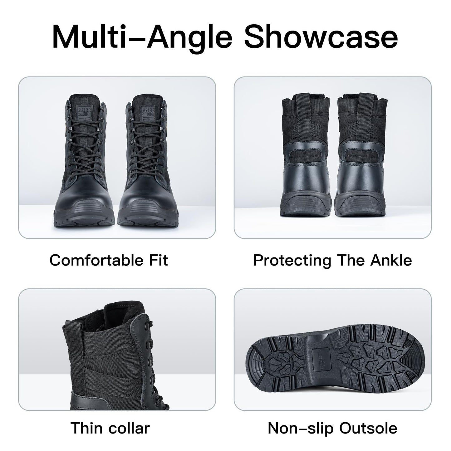 FREE SOLDIER Women’s Tactical Boots 8 Inches Lightweight Combat Boot Durable Military Work Outdoors Boots Desert Boot for Women