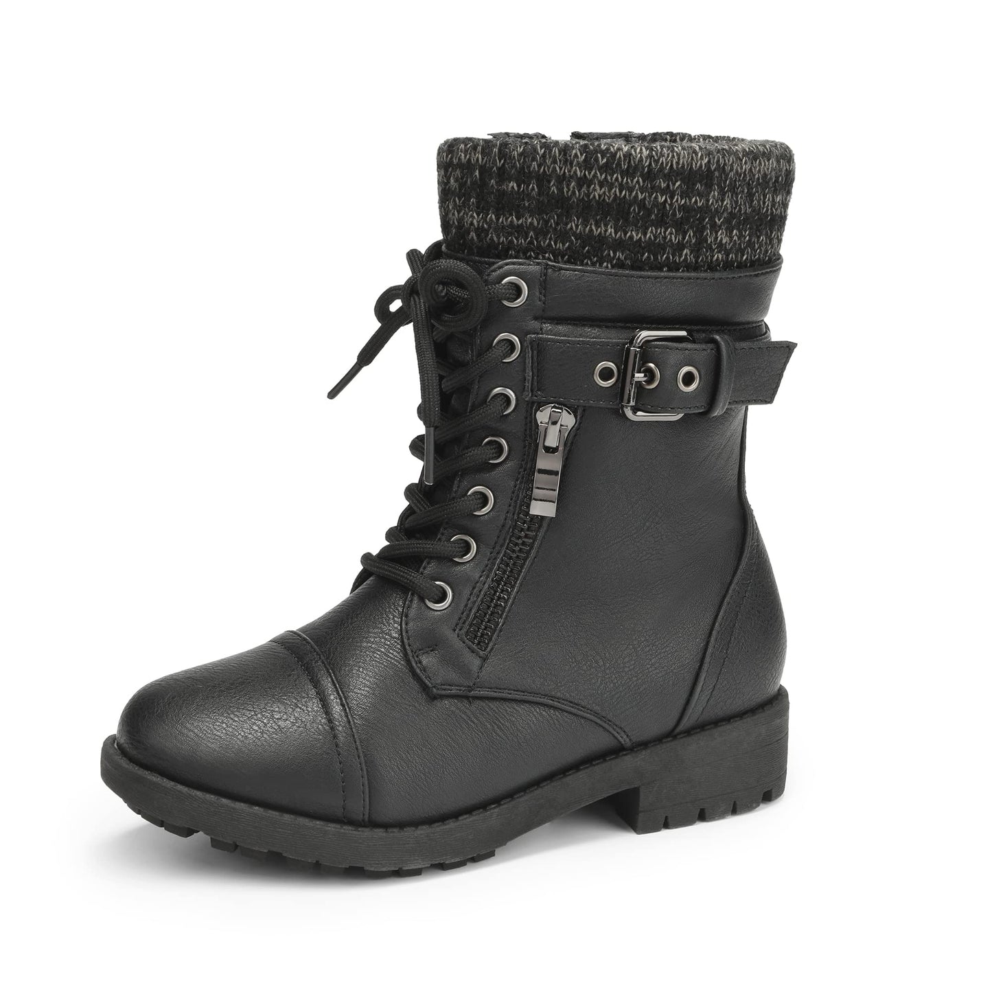 DREAM PAIRS Girl's Mid Calf Combat Ankle Lace up Boots