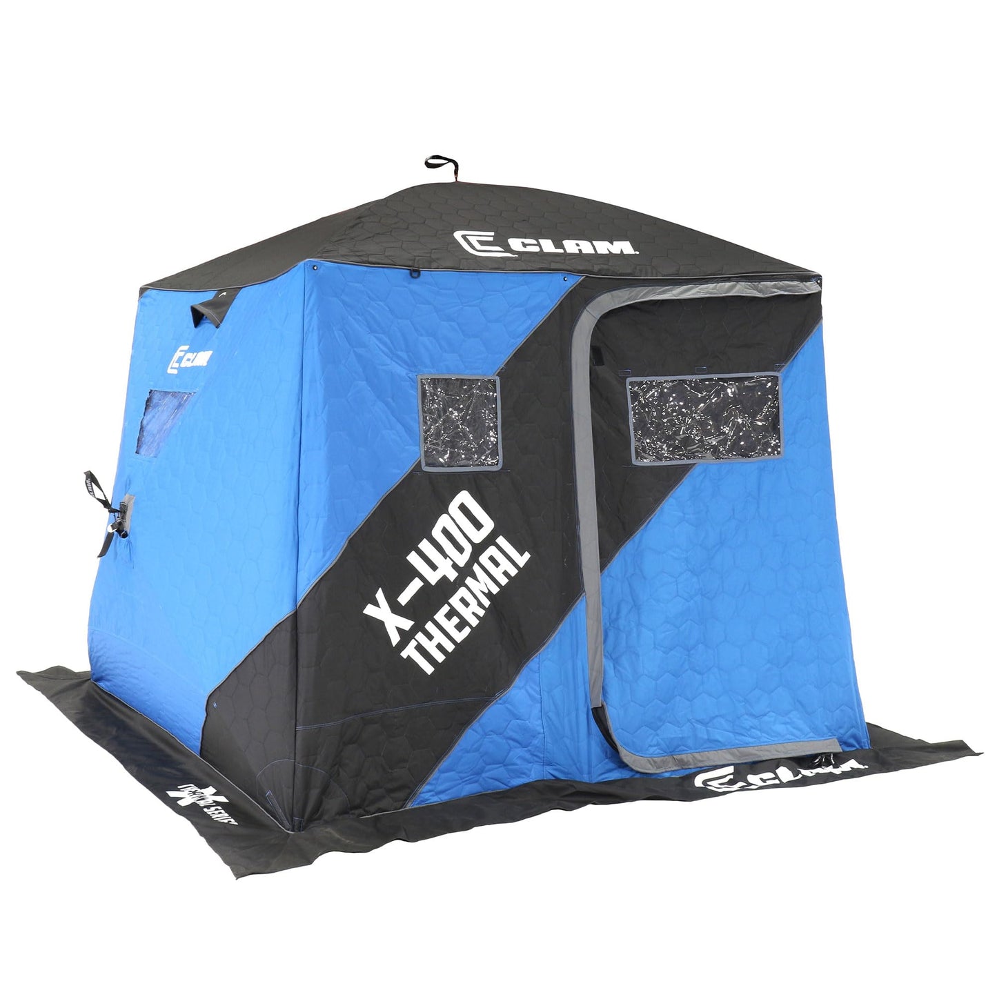 CLAM Portable Fishing Angler Thermal Hub Shelter Tent with Anchor Straps, Carrying Bag