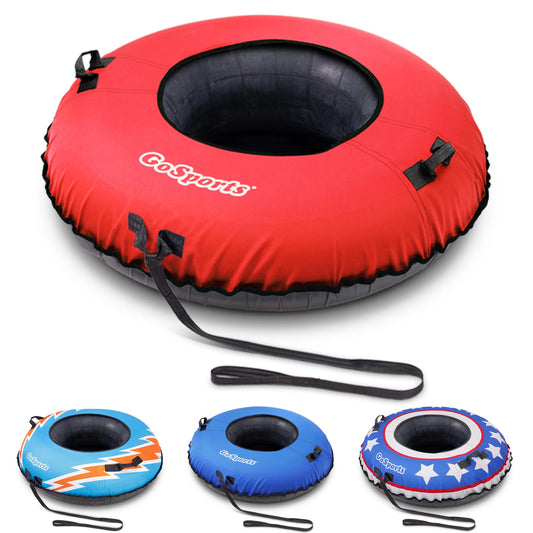 GoSports 44 Inch Heavy-Duty Winter Snow Tube with Premium Canvas Cover - Commercial Grade Sled - Red