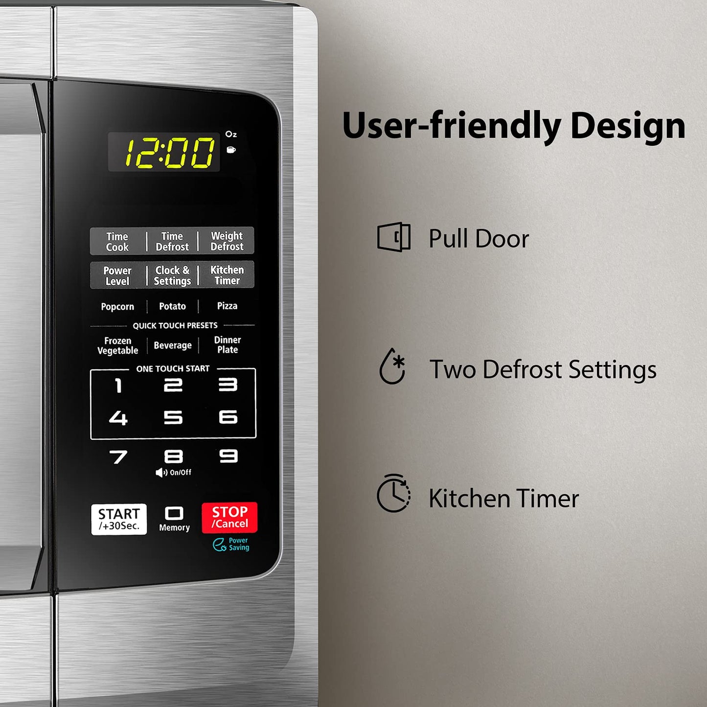 TOSHIBA Small Microwave Oven with 11 Power Levels, Sound On/Off & Eco Mode, Cu Ft, 700W, Black, MM-EM07PA(BK), ChefDefrost-0.7 Cu.Ft