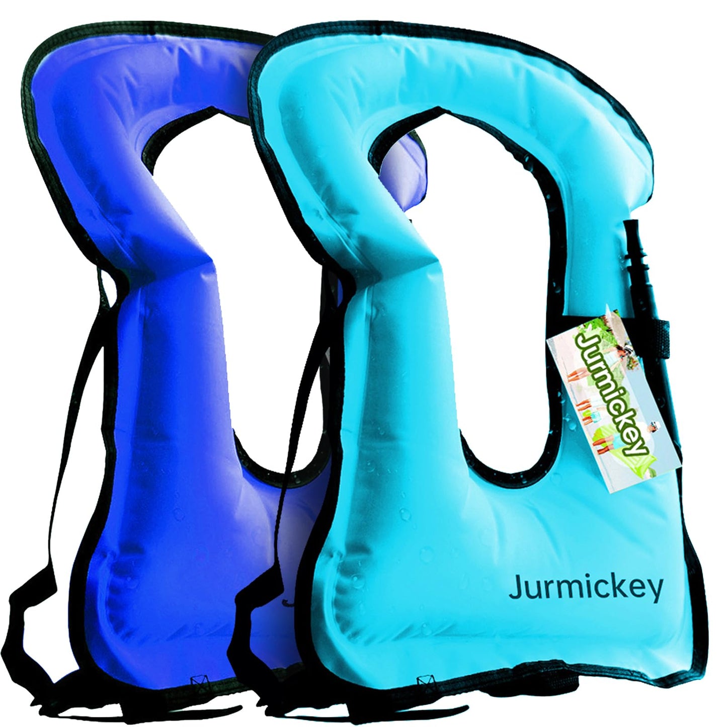 2Pcs Inflatable Snorkel Vest Adults, Portable Snorkel Jacket, Buoyancy Vest for Snorkeling, Swimming, Kayaking, Boating, Safety Load Up to 220 Ibs