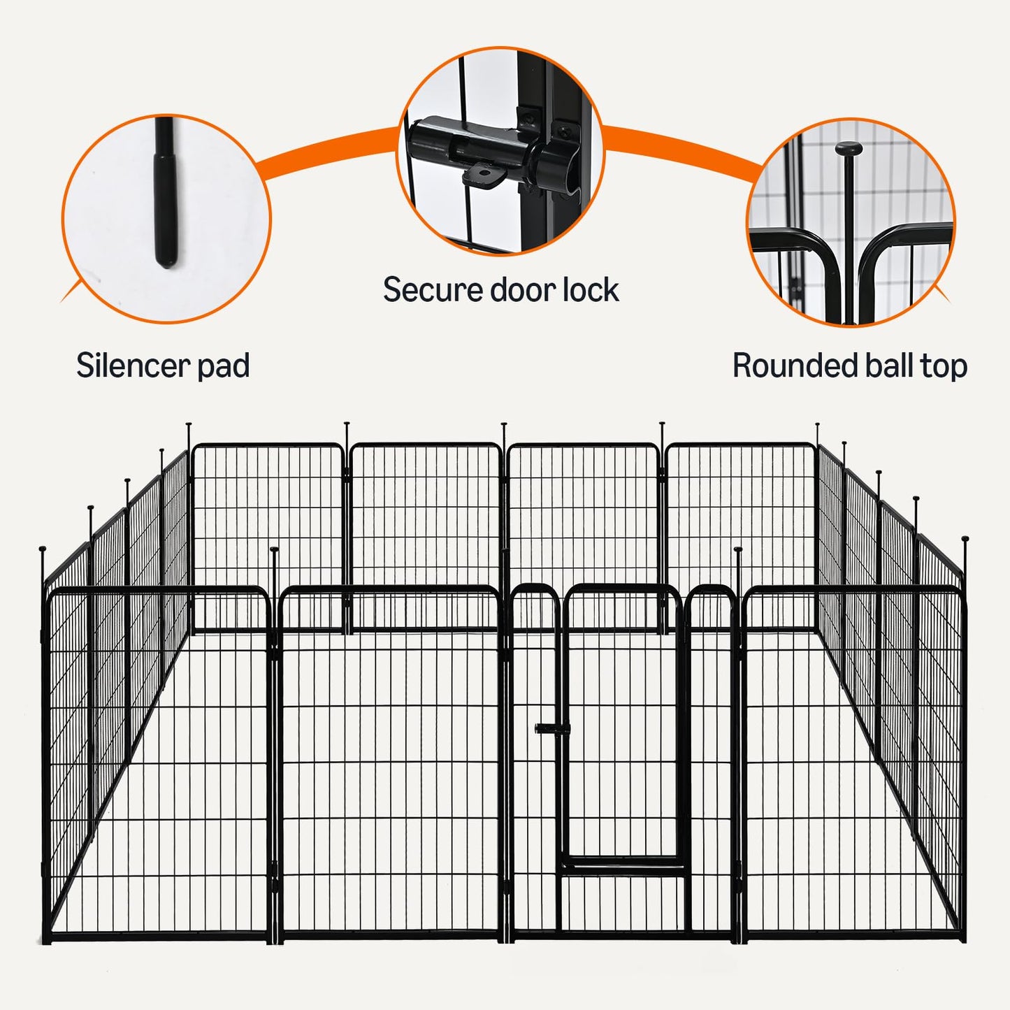 Amazon Basics Dog Playpen, 16 Panels Metal Fence with Door, Foldable for Indoor and Outdoor Use, Suitable for Small to Medium Sized Dogs, 30 Inch Height, Black
