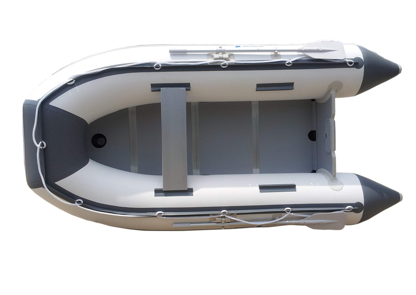 10ft 6in Newport Model Inflatable Dinghy Boat Transom Sport Tender - 5 Person - 15HP USCG Rated, White/Gray