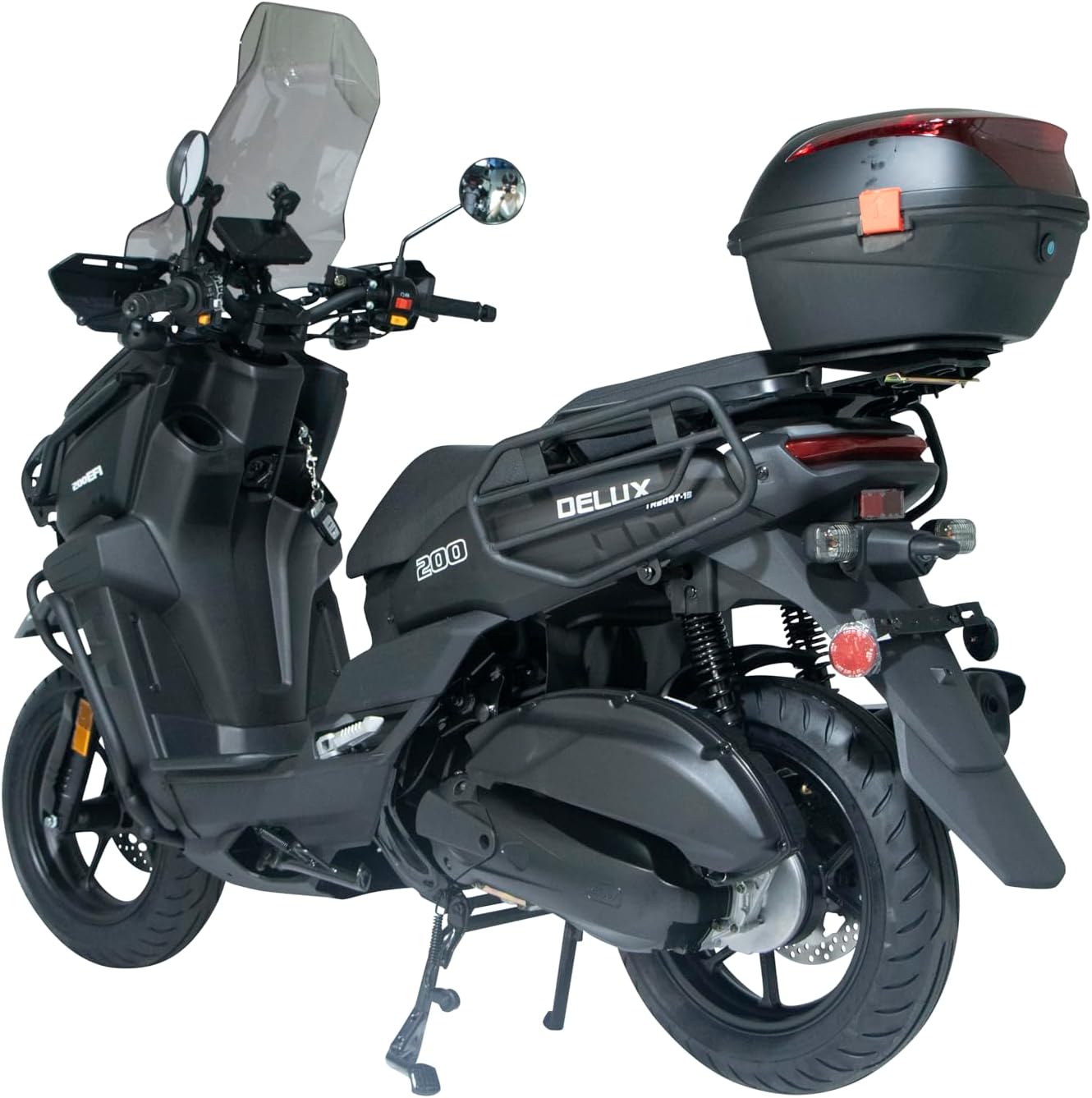 HHH Tank Supreme 200cc Scooter Motorcycle with Windshield Big Wheels EFI Scooter Vitacci Tank 200 Moped Fully Automatic Bike with Matching Rear Trunk