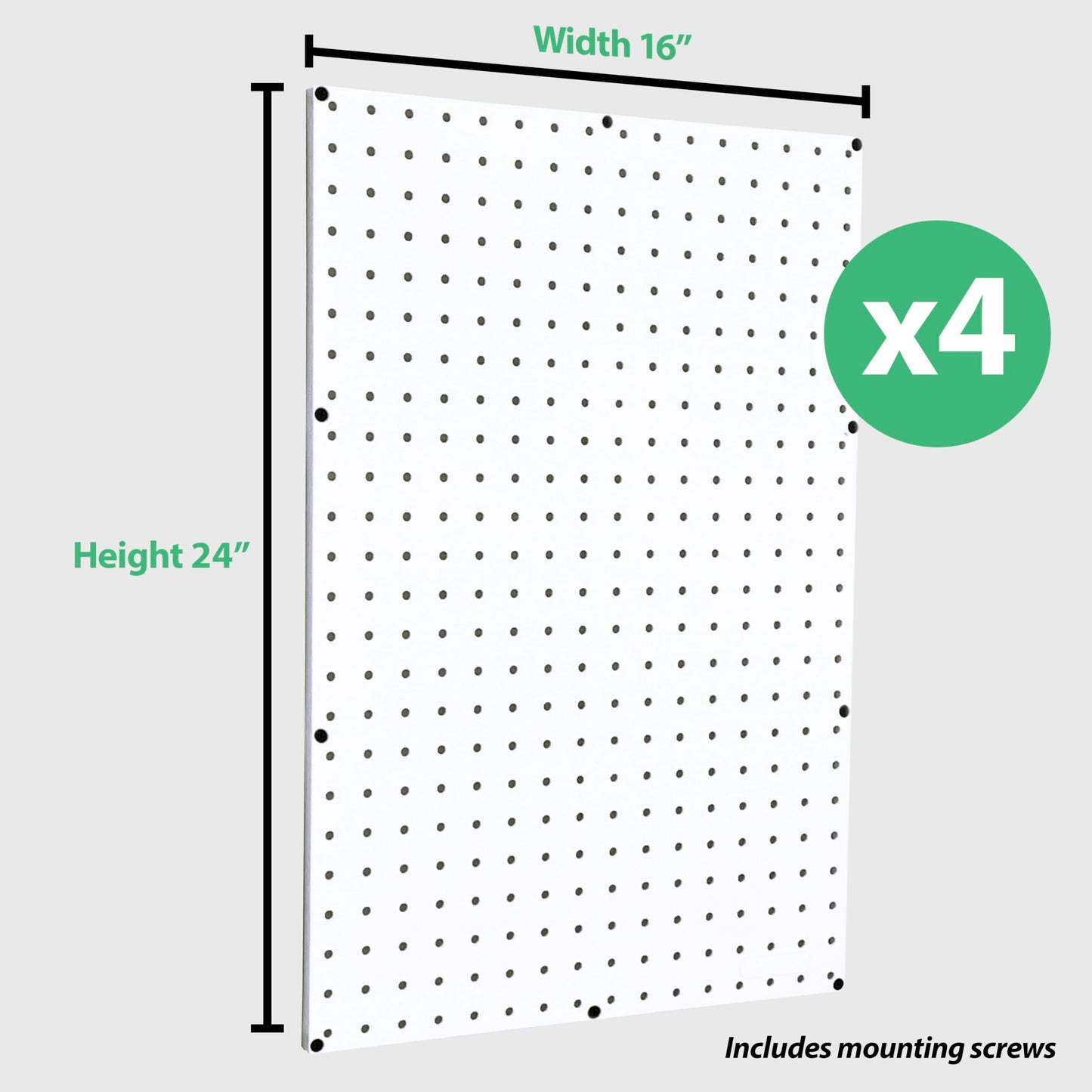 WallPeg Pegboard Wall Organizer - 96” Wide | 4 Pack 24”x16” Heavy Duty Plastic Peg Boards | Made in USA | Garage Tool Storage, Workshop, Craft Room, Office Wall Organizer | Tuff Peg-Board Panels