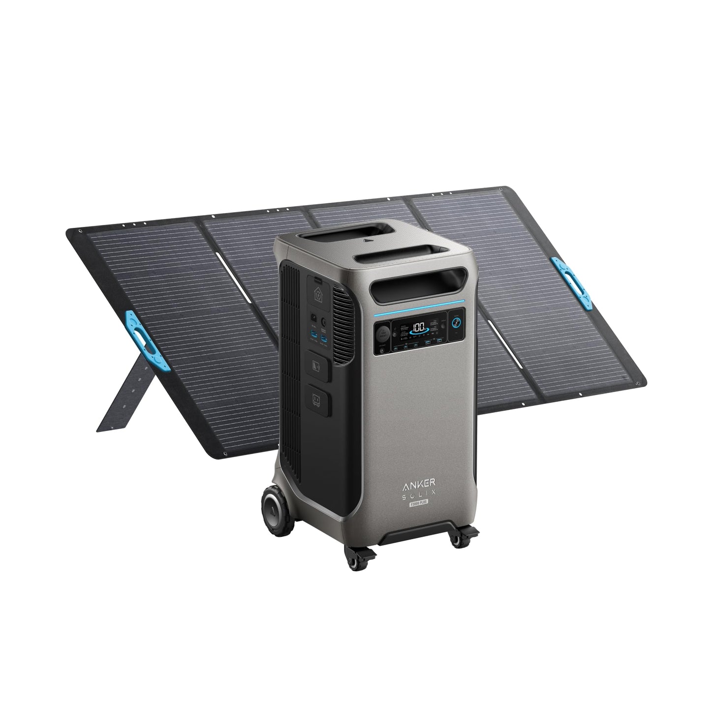Anker SOLIX F3800 Plus Portable Power Station with 400W Solar Panel, 3,840Wh, 6,000W AC Output, 120V/240V, Generators for Home Use, Works with Generator, For Power Outages, RVs, and Emergencies