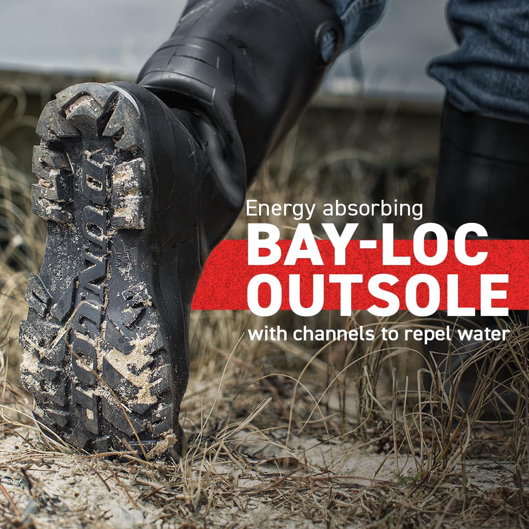 DUNLOP Chesapeake Rubber Boots for Men & Women – PVC - Waterproof - Lightweight Garden, Fishing & Rain Boots with Soft Toe and Wide Calf – Black – Size 3–15