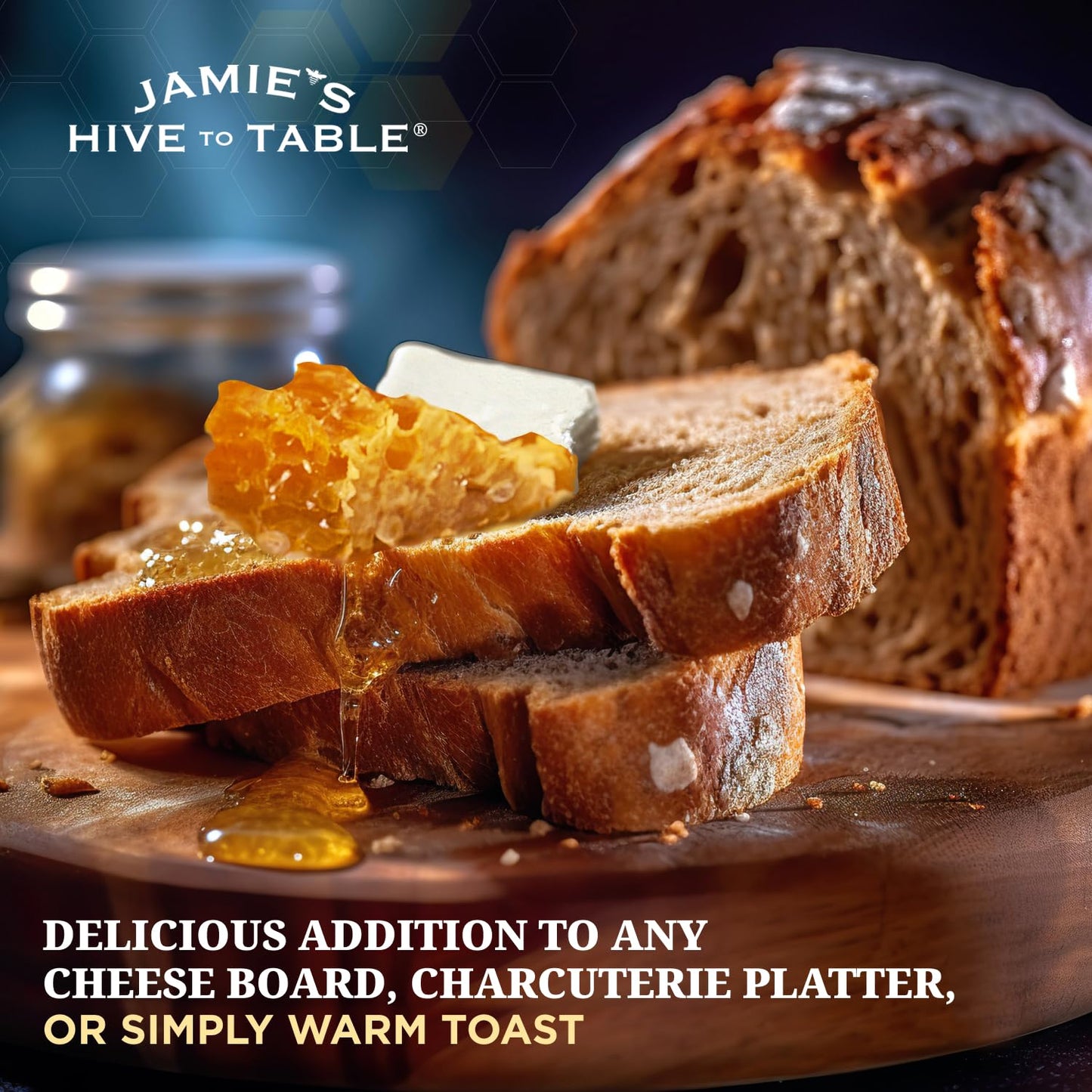 Jamie's Hive To Table 100% Raw Honeycomb, 12 Oz – All-Natural Pure Georgia Honeycomb, No Additives or Preservatives, Non-GMO