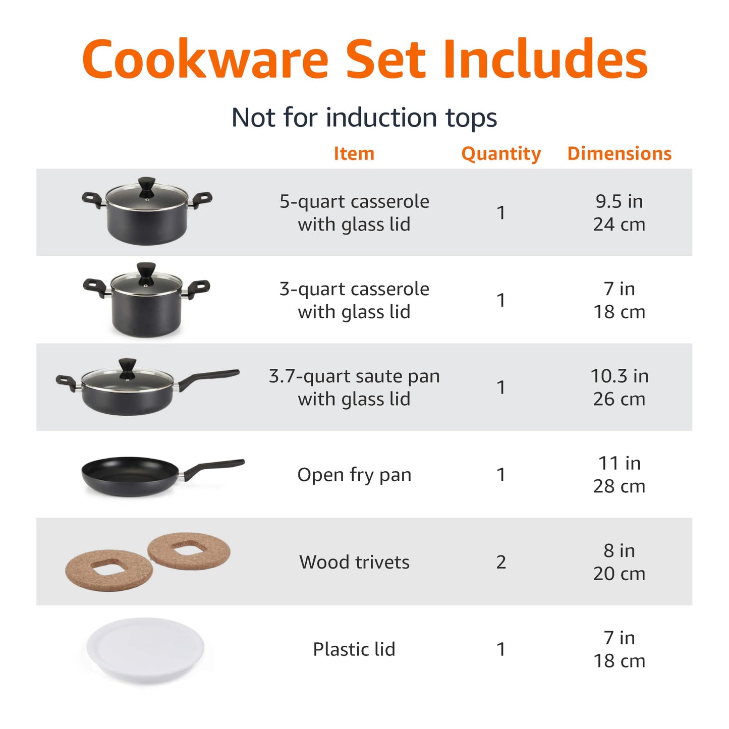 Amazon Basics 10 -Piece Hard Anodized Non-stick Stackable Cookware Pots and Pans Set, Space Saving, made without PFOA, Black