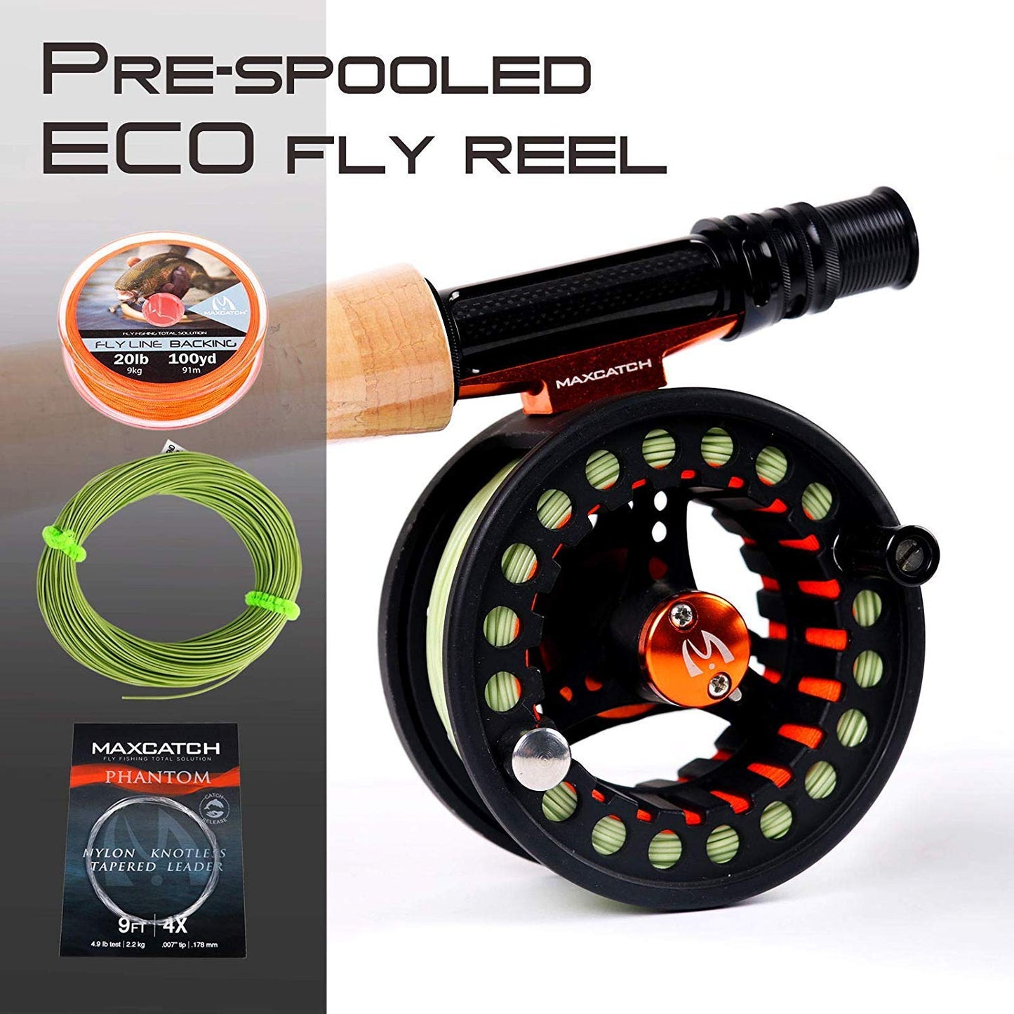 M MAXIMUMCATCH Maxcatch ECO Large Arbor Fly Fishing Reel (3/4wt 5/6wt 7/8wt) and Pre-Loaded Fly Reel with Line Combo