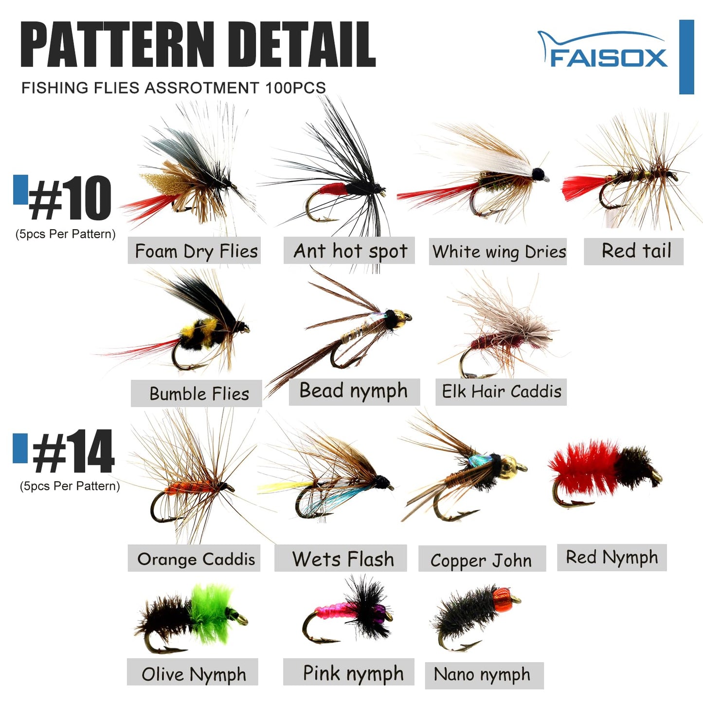 Fly Fishing Flies Assortment Kit Dry Wet Nyphms Tenkara Popper Streamer Woolly Bugger for Trout Bass Salmon Steelhead with Fly Box
