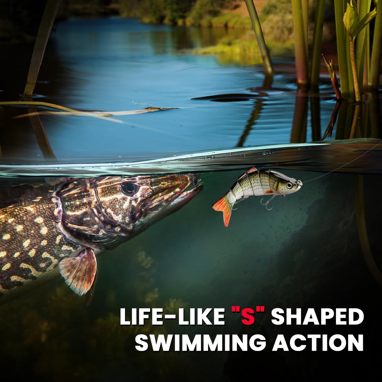 Bass Fishing Lure for Freshwater and Saltwater Lifelike Fishing Lures Multi Jointed Swimbait for Bass Trout Crappie Walleye Pike Fishing Gifts for Men