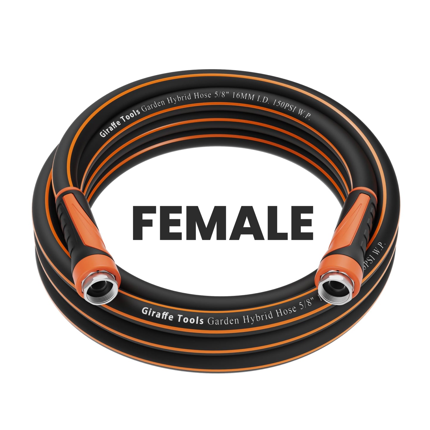 Giraffe Tools Garden Hose 50ft x 5/8", Water Hose Heavy Duty, Flexible, Lightweight Hybrid Hose with Swivel Handle, Male to Female Fittings, Burst 600 PSI