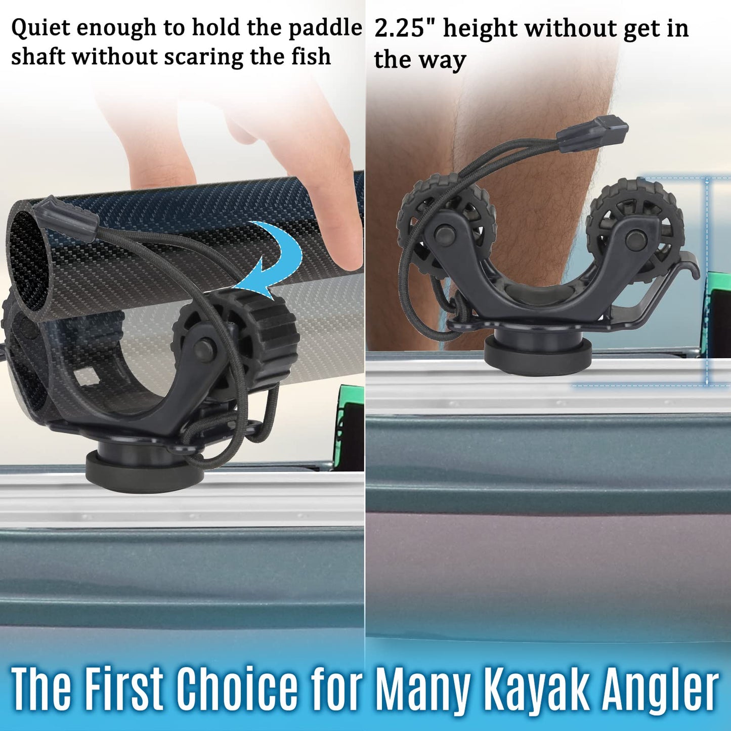 Kayak Paddle Holder, Kayak Accessories for Fishing, Dual Head Kayak Track Mount Accessories, Offset Paddle Holder for Kayaking, Kayak Rail Accessories