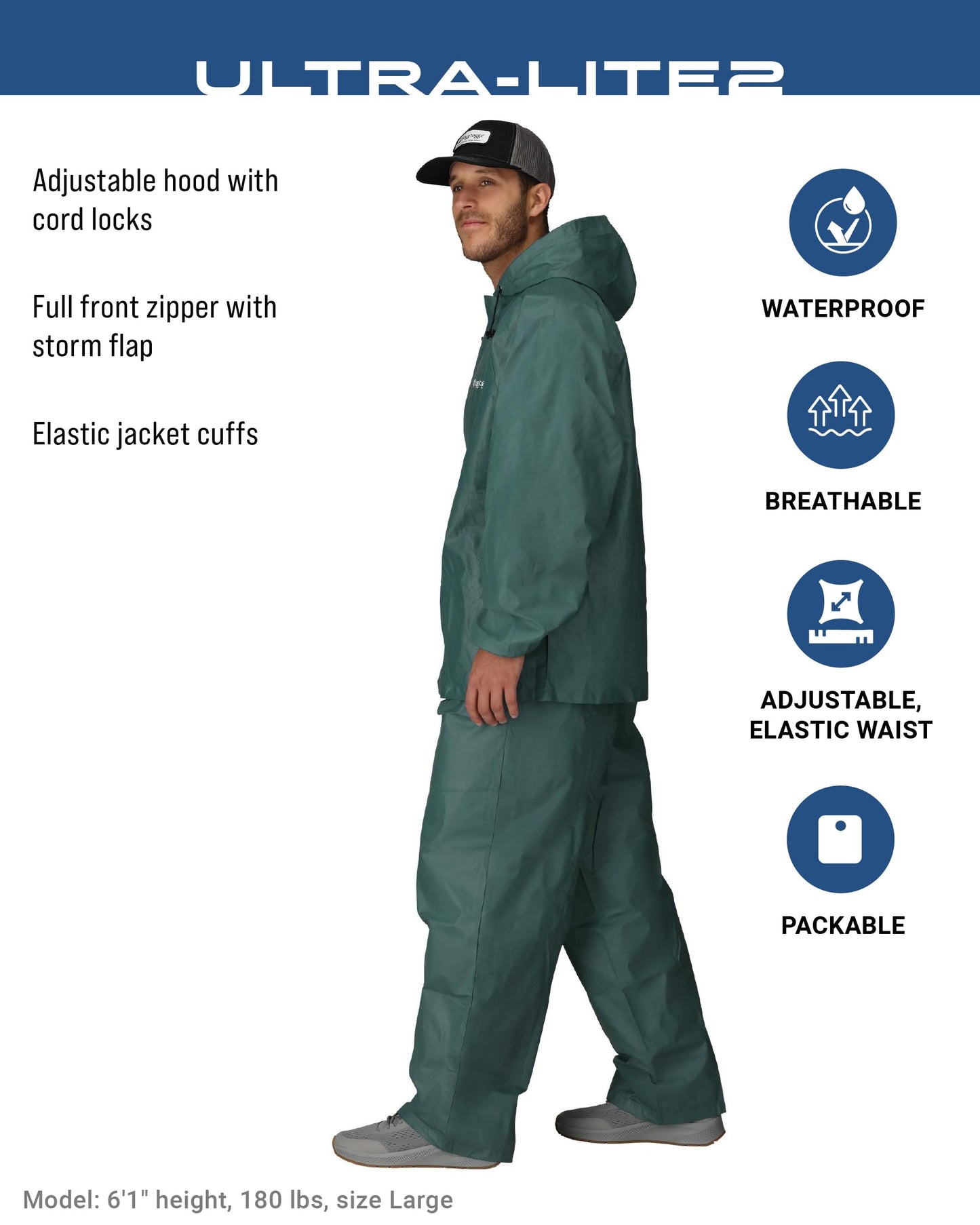 FROGG TOGGS Men's Ultra-Lite2 2-Layer Waterproof Breathable Rain Suit