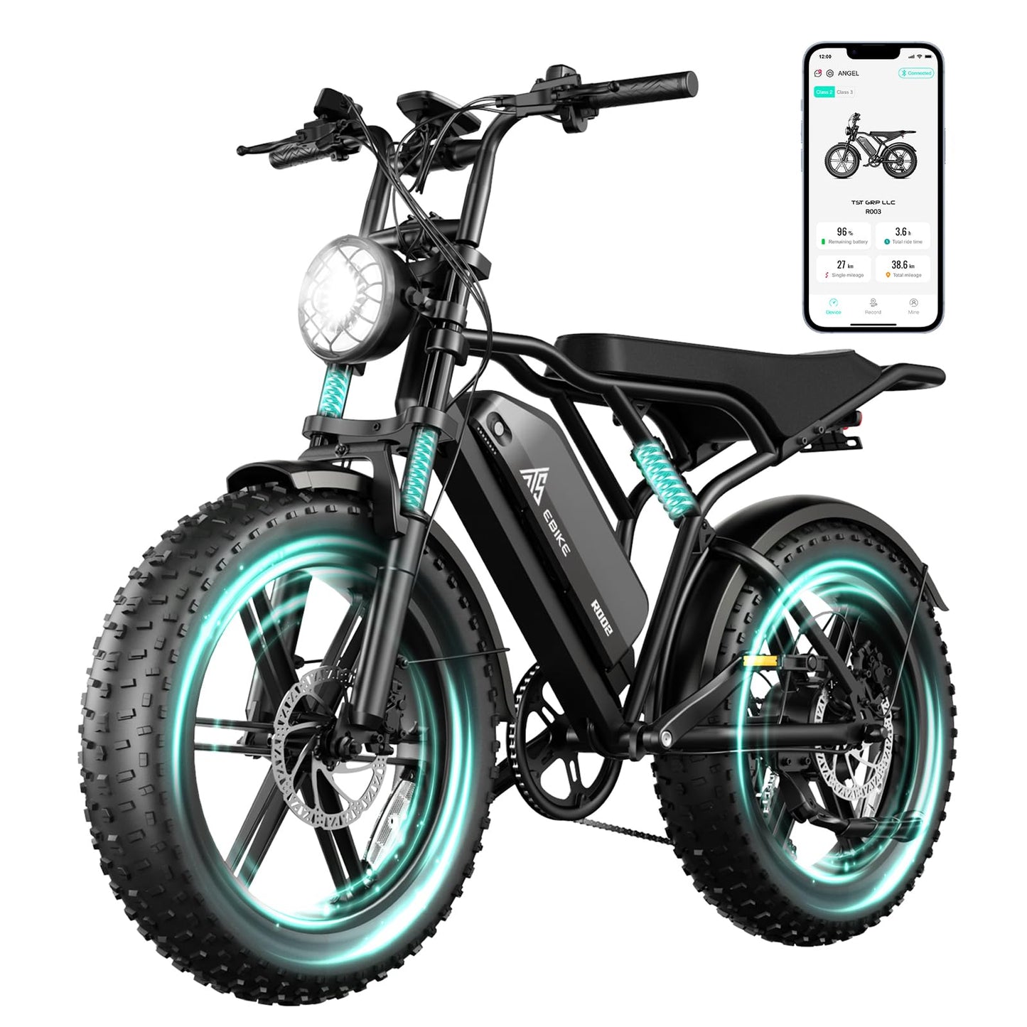 TST Electric Bike for Adults 1500W Peak 20" Fat Tire All-Terrain E-Bike 60 Miles 28MPH Electric Dirt Bike for Road Sand Mountain Snow - 48V 15AH Battery Powered Electric Motorcycle for Adventure