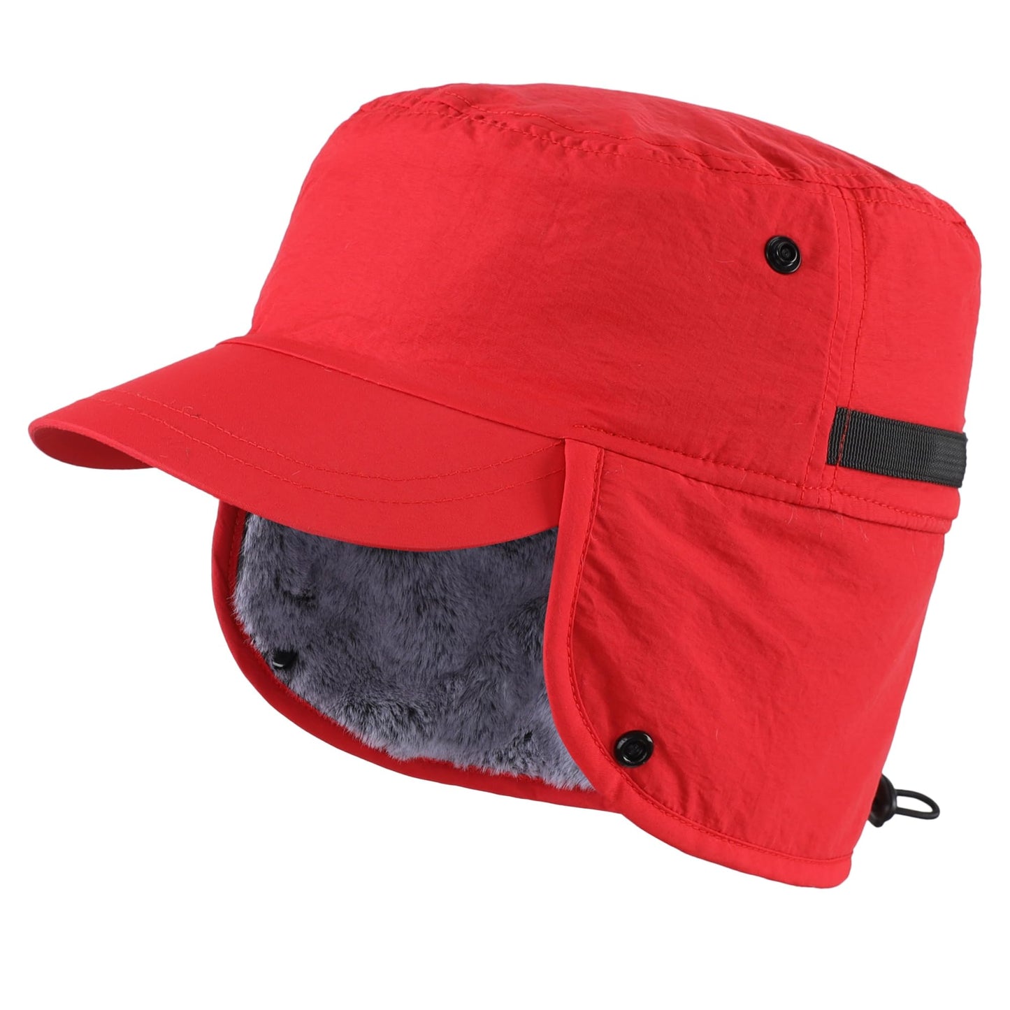 Connectyle Men's Winter Hat with Visor Warm Earflaps Hat Fully Lined Faux Fur Baseball Cap Trapper Hunting Hats