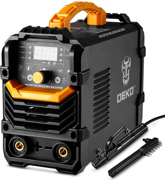 DEKOPRO 110/220V MMA Welder,160A ARC Welder Machine IGBT Digital Display LCD Hot Start Welder with Electrode Holder,Work Clamp, Input Power Adapter Cable and Brush