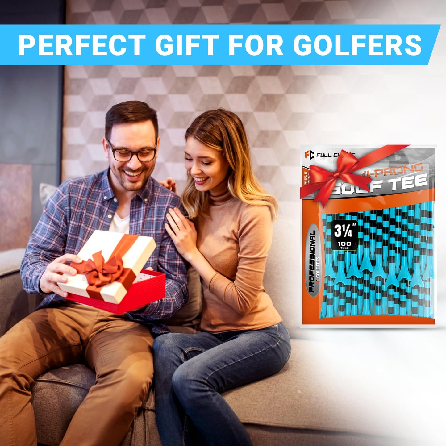 Full Choice100 Pack 3-1/4" Plastic Golf Tees, Enhanced Durability & Stability, Engineered to Minimize Friction and Side Spin