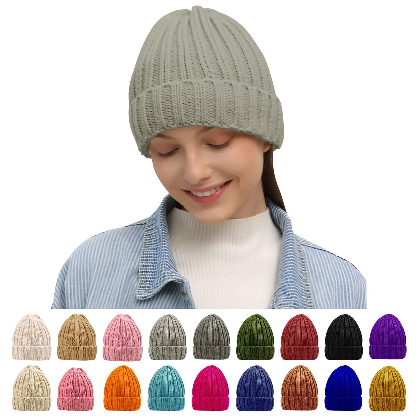 Rosoz Winter Hats for Women Warm Thick Soft Stretch Cable Knit Beanie Skully Cap for Cold Weather