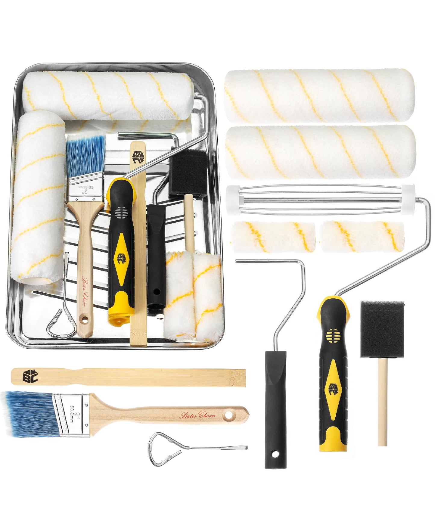 Bates Paint Roller - Paint Brush, Paint Tray, Roller Paint Brush, 11 Piece Home Painting Supplies, Foam Brush, House Painting Tray, Painting Tools, Roller and Paint Brushes, Interior Paint Brushes