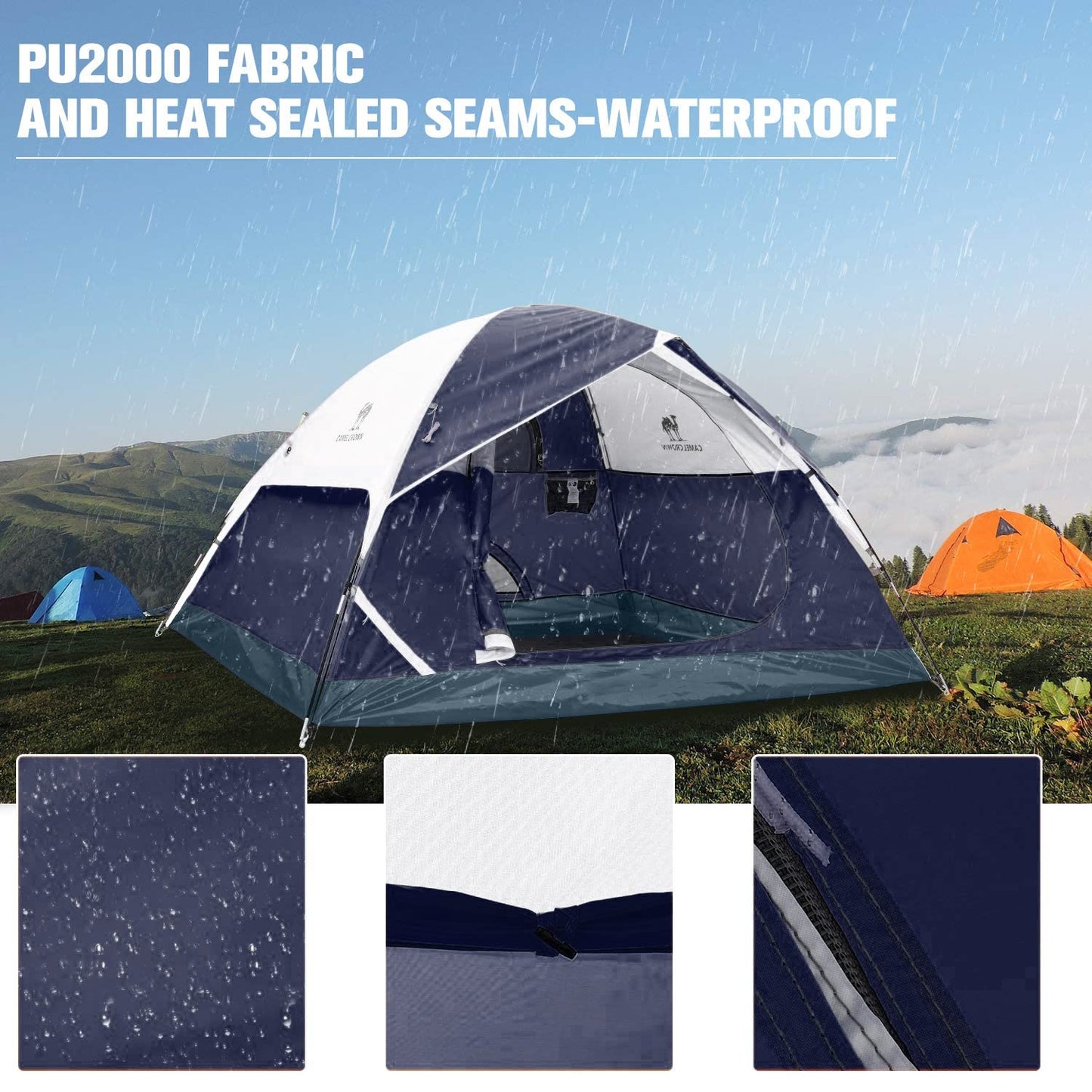 CAMEL CROWN Tents for Camping 2/3/4/5 Person Camping Dome Tent, Waterproof,Spacious, Lightweight Portable Backpacking Tent for Outdoor Camping/Hiking