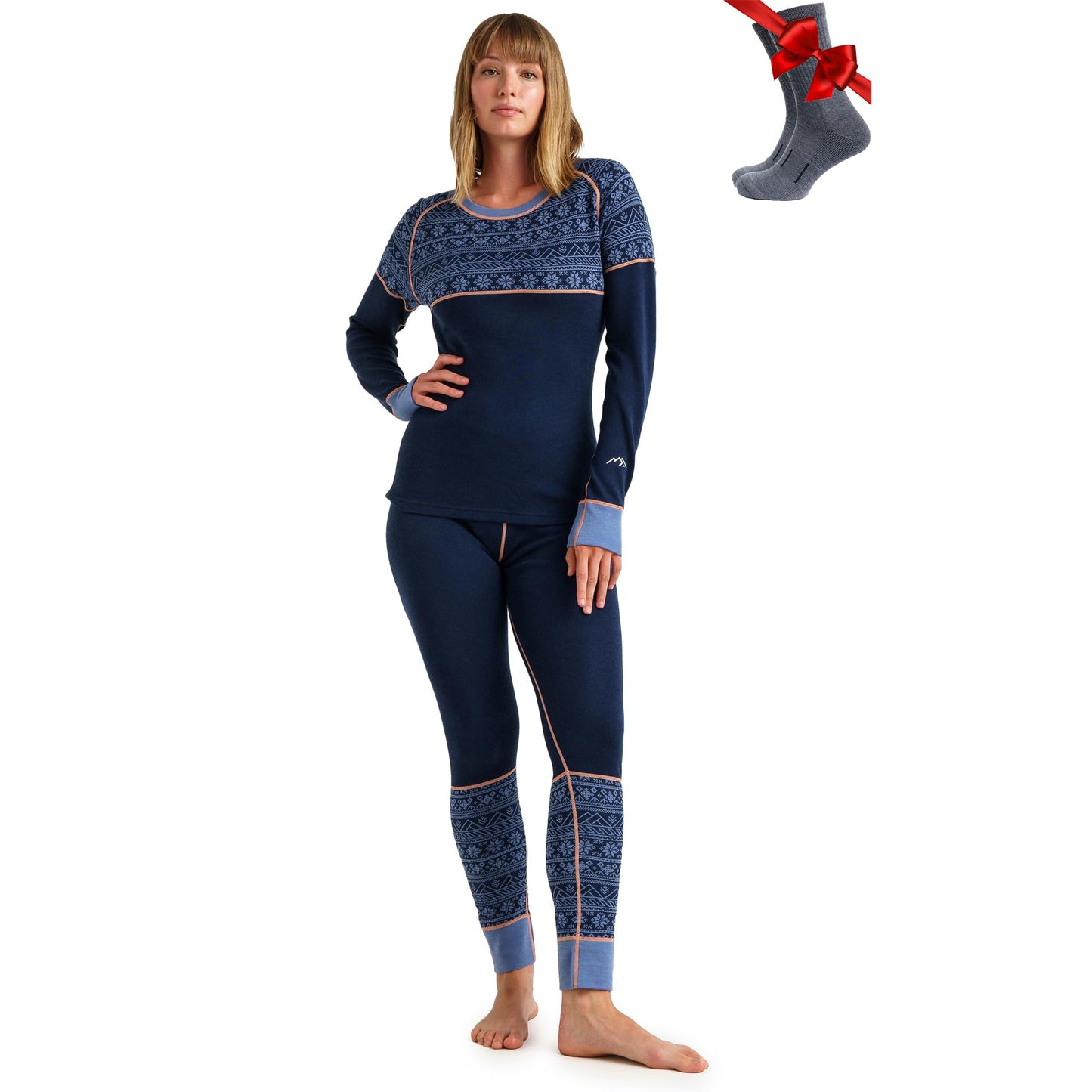 Merino.tech Merino Wool Base Layer Women Set - Heavyweight, Lite, Midweight Merino Thermal Underwear For Women Top, Bottom
