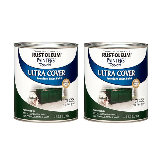 Rust-Oleum 1976502 Painter's Touch Latex Paint, Flat Black 32 Fl Oz, 1 Quarts, (Pack of 1)
