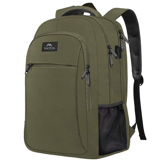 MATEIN Travel Laptop Backpack, Business Anti Theft Slim Sturdy Laptops Backpack with USB Charging Port, Water Resistant College School Computer Bag Gift for Men & Women Fits 15.6 Inch Notebook, Grey