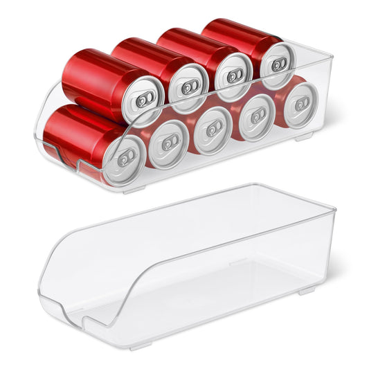 Amazon Basics Food and Drink Can Organizer for Fridge or Pantry, 2-Piece Set, Self-Dispensing, Transparent Sides, non-stackable