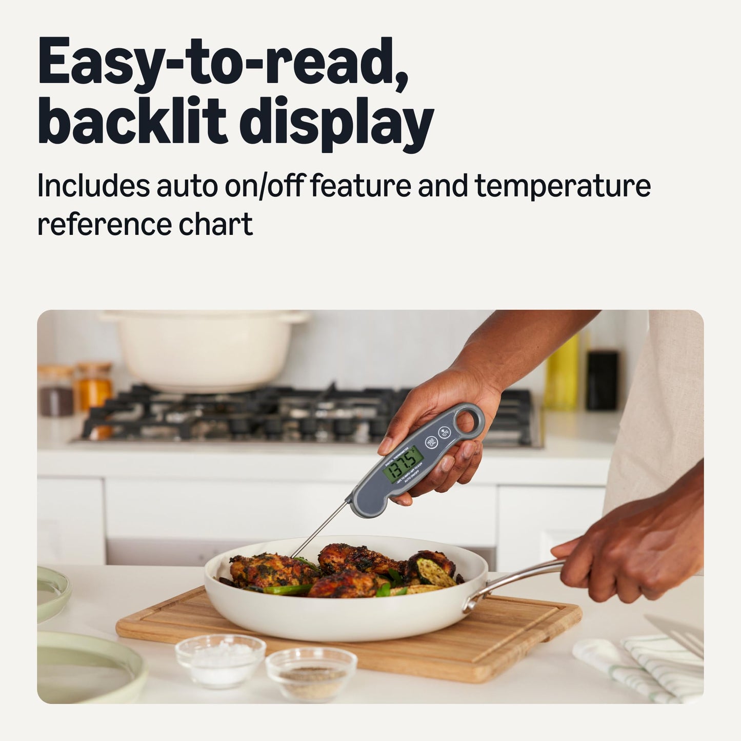 Amazon Basics Instant Read Digital Meat Thermometer, Water-Resistant
