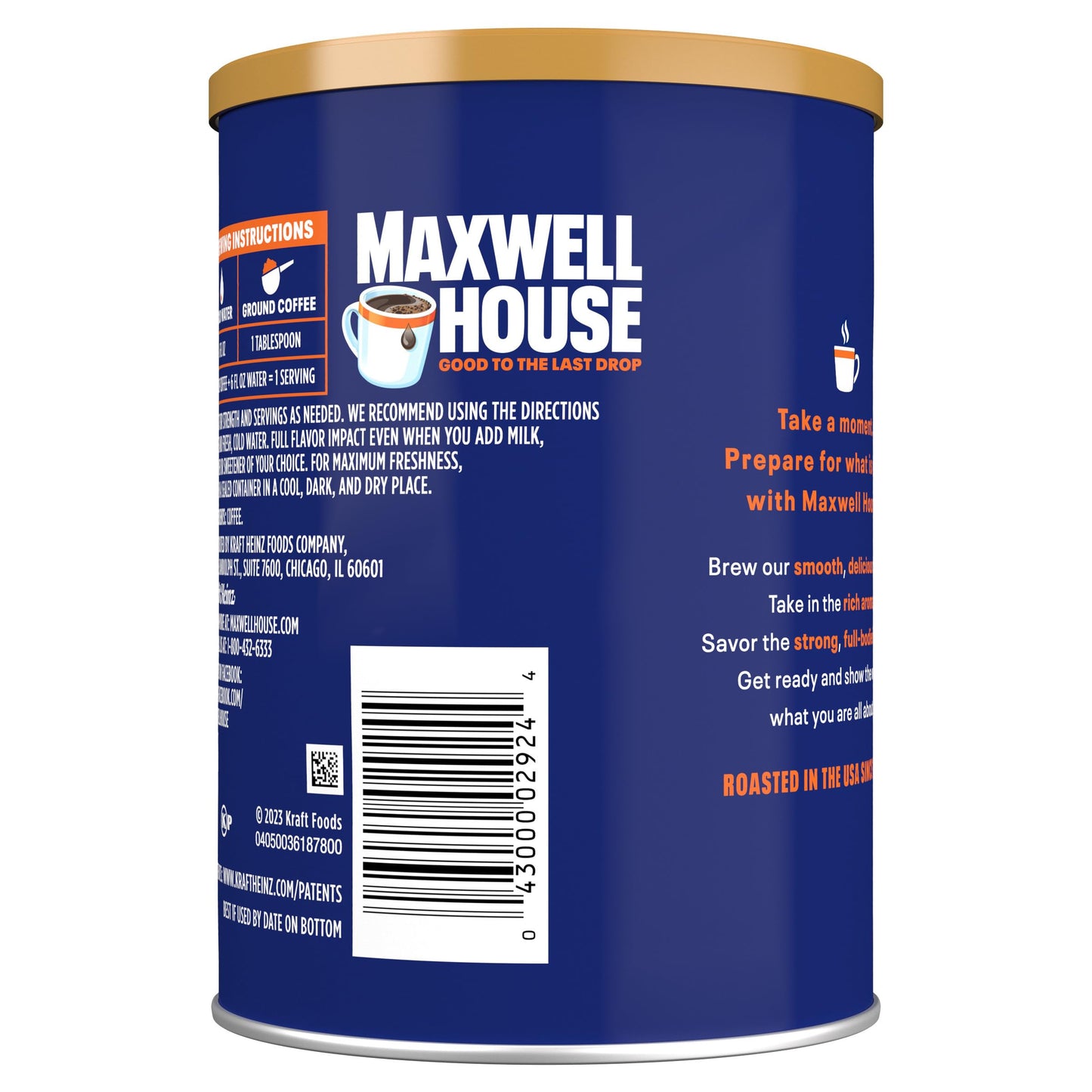 Maxwell House Breakfast Blend Mild Roast Ground Coffee, 38.8 oz Canister