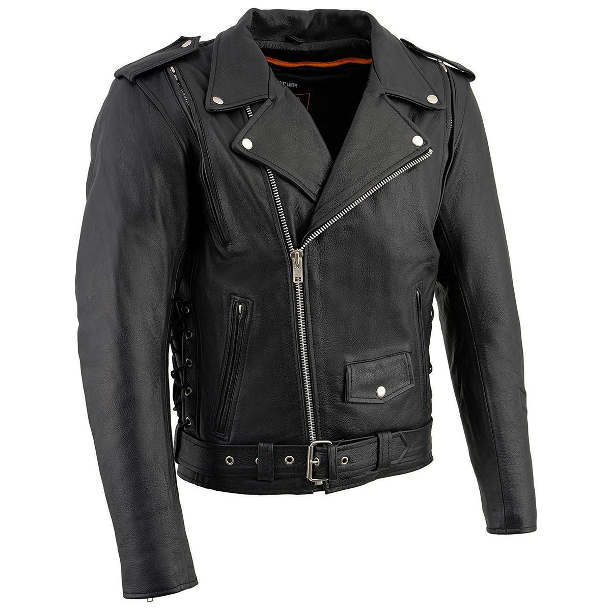 Milwaukee Leather LKM1781 Men's The Legend Classic Black Premium Leather Motorcycle Jacket w/Quilted Liner