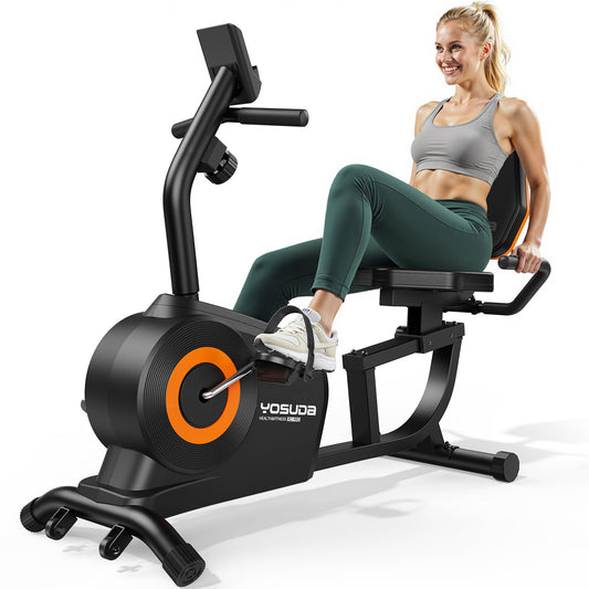 YOSUDA Recumbent Exercise Bike for Adults Seniors with Quick Adjust Seat, 350LB Capacity & 16-level Resistance, Black