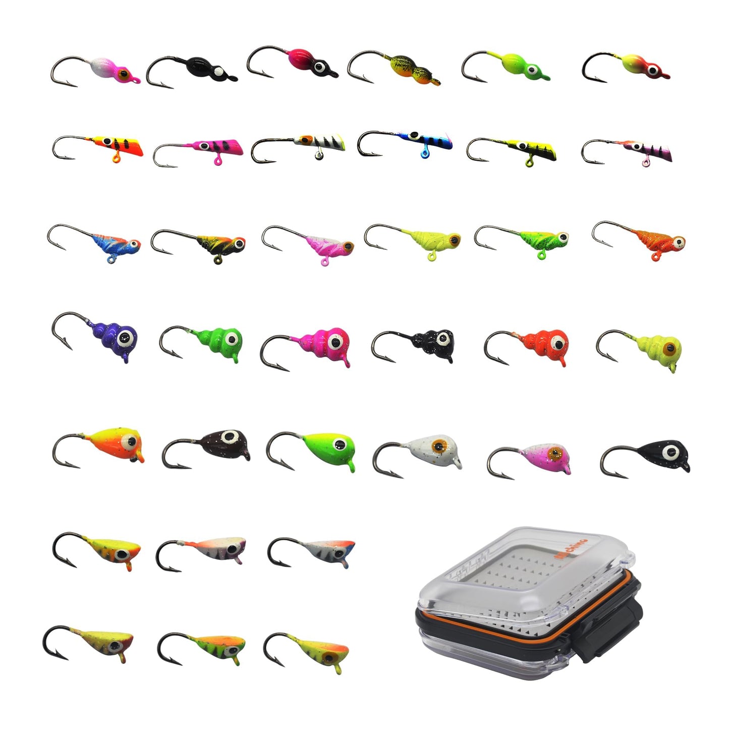 Alichino Ice Fishing Jig Set Ice Fishing Lures Micro Jig Head Hook Set for Panfish, Crappie, Walleye, Perch, Trout, Bluegill