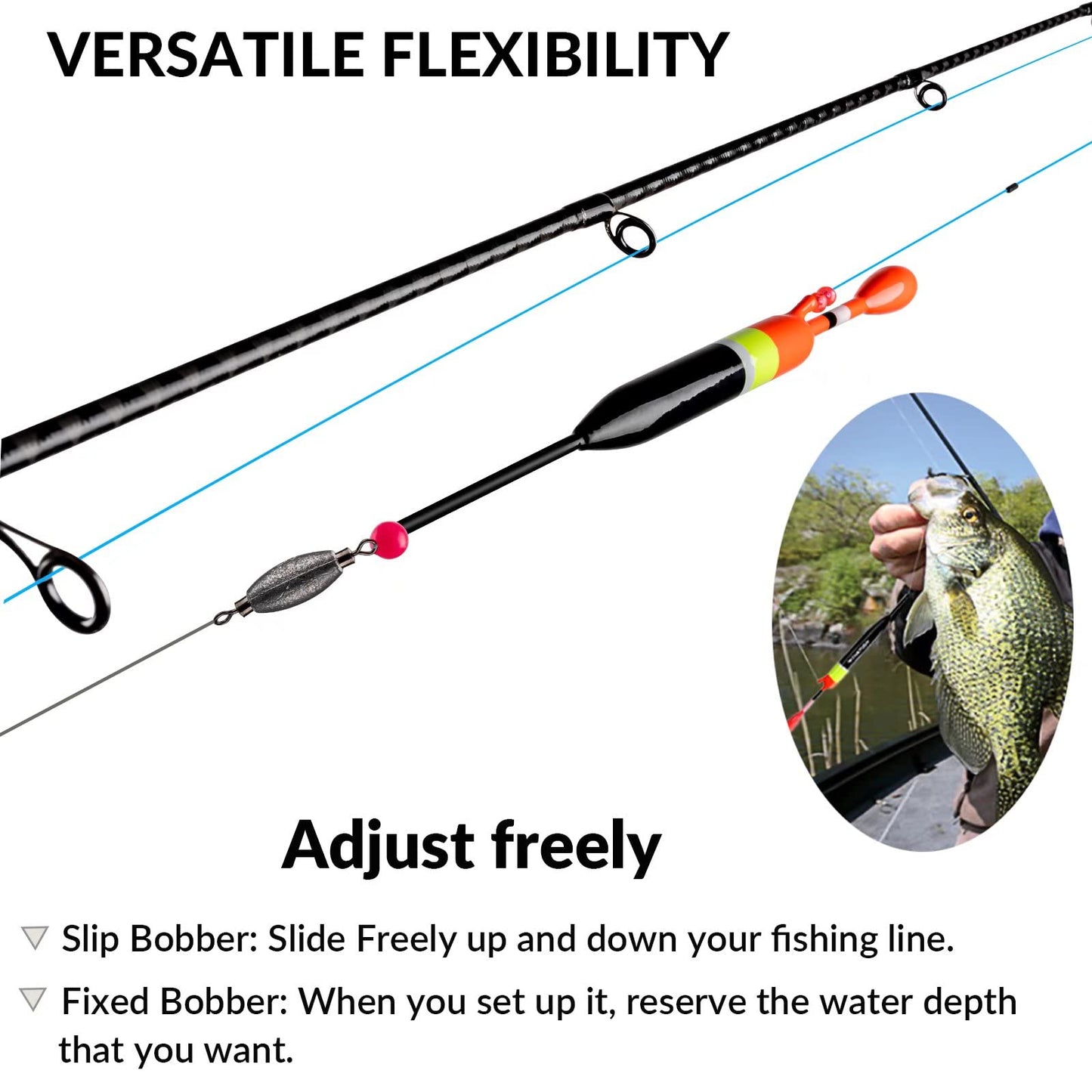 THKFISH Fishing Bobbers Fishing Floats and Bobbers Slip Bobbers for Fishing Balsa Floats Crappie Fishing Bobbers 1/6oz(3.47"X0.47"X6.73") 3/8oz(3.84"X0.6"X 7.2") 1/2oz(4.13"X0.75"X7.87")