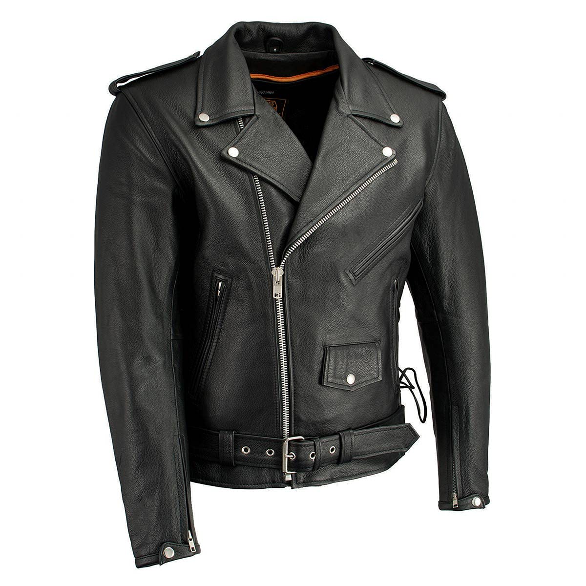 Milwaukee Leather LKM1781 Men's The Legend Classic Black Premium Leather Motorcycle Jacket w/Quilted Liner