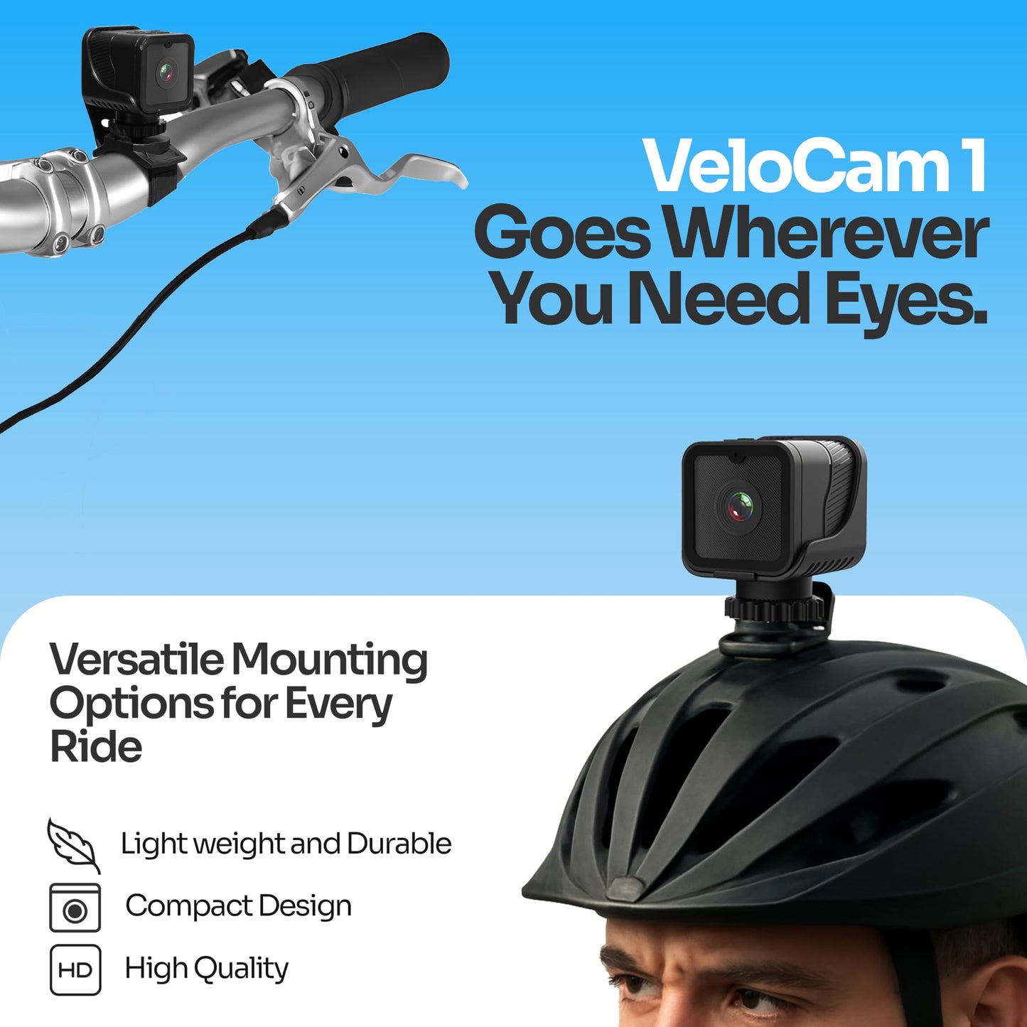 TIROL SUPPLIES Gopro Bike Camera for Handlebar with 170° Wide Angle, 1.2 oz (41g), HD 1080P, Loop & Emergency Recording, Bicycle, Outdoor Sports, USB Rechargeable & Portable Mini Action Cam