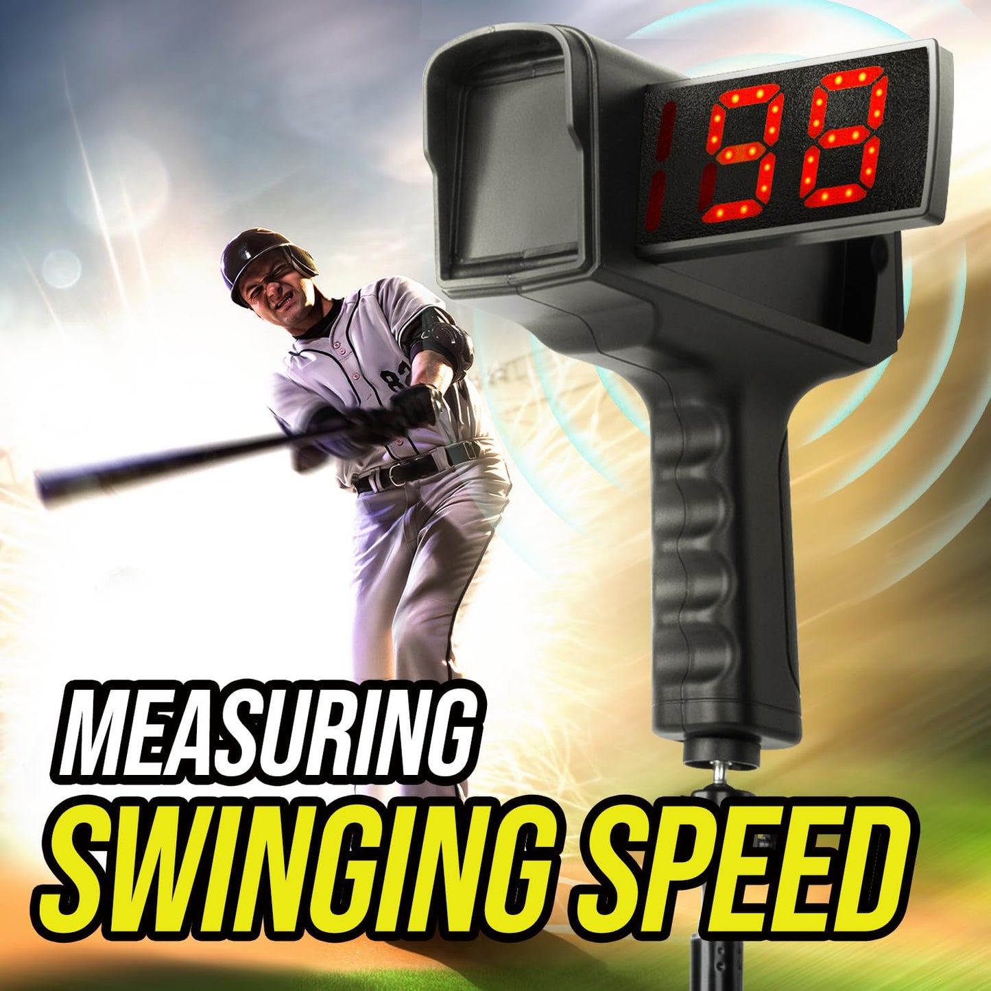 WEEPALM Baseball Radar Gun - Accurate Speed Sensors Baseball Speed Training Equipment with LED+LCD Dual Display,Handheld or Hand Free Speed Radar Gun for All Baseball Players| with Tripod
