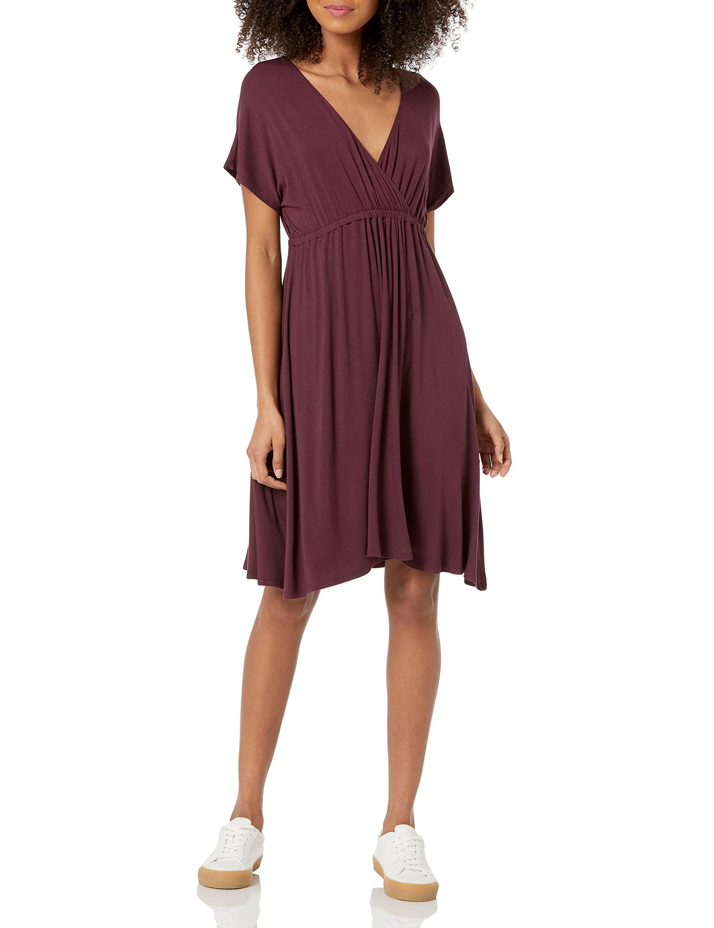 Amazon Essentials Women's Surplice V Neck Swing Dress (Available in Plus Size)